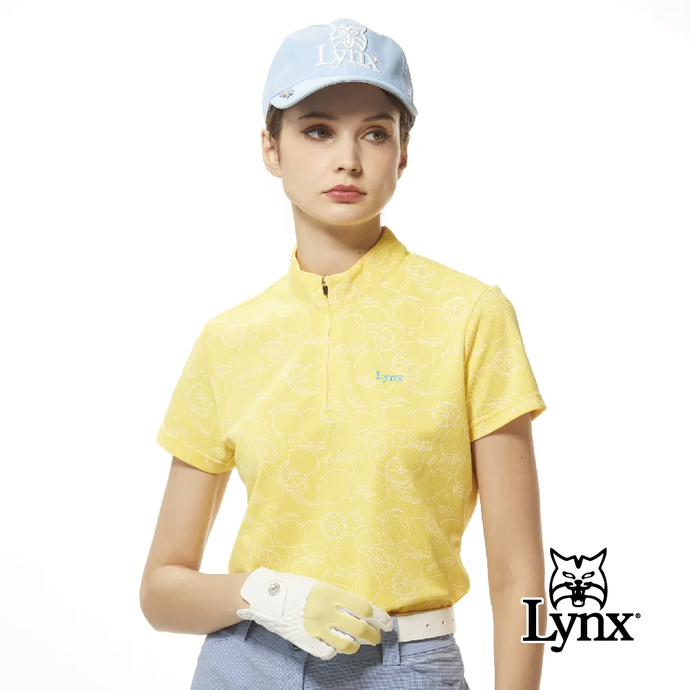 【Lynx Golf】女款吸溼排汗機能滿版俏皮CASINO骰子圖樣印花短袖POLO衫-寶藍色 歷史價格詳細信息
