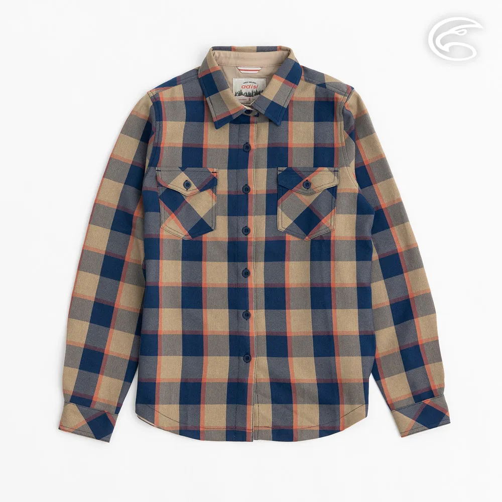 ADISI 女透氣快乾休閒格紋長袖襯衫AL2321076 (S-2XL) 牛仔藍｜保暖 吸濕 快乾 透氣 棉感 歷史價格詳細信息