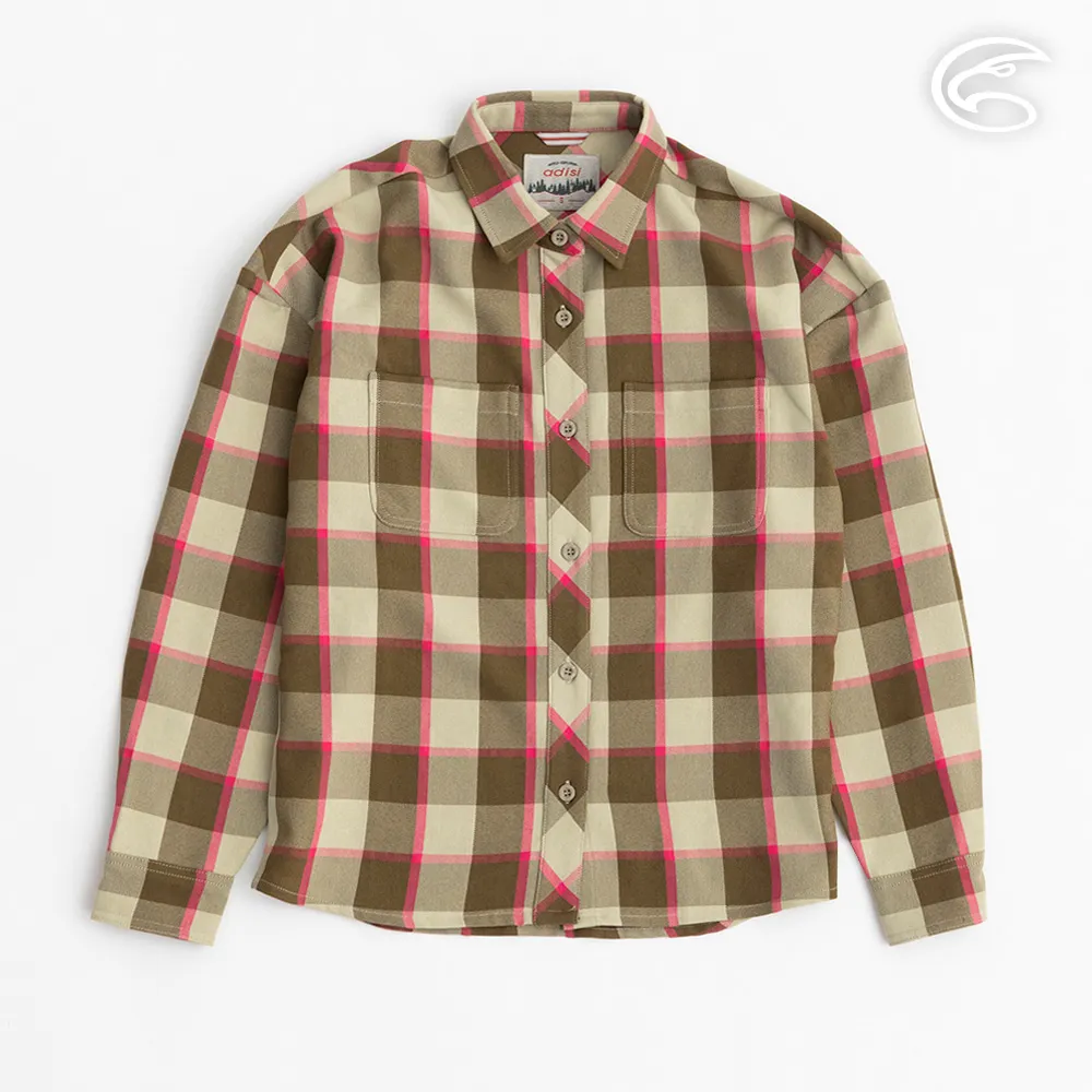 ADISI 女透氣快乾寬版格紋長袖襯衫AL2321078 (M-XL) 牛仔藍｜保暖 吸濕 快乾 透氣 棉感 歷史價格詳細信息