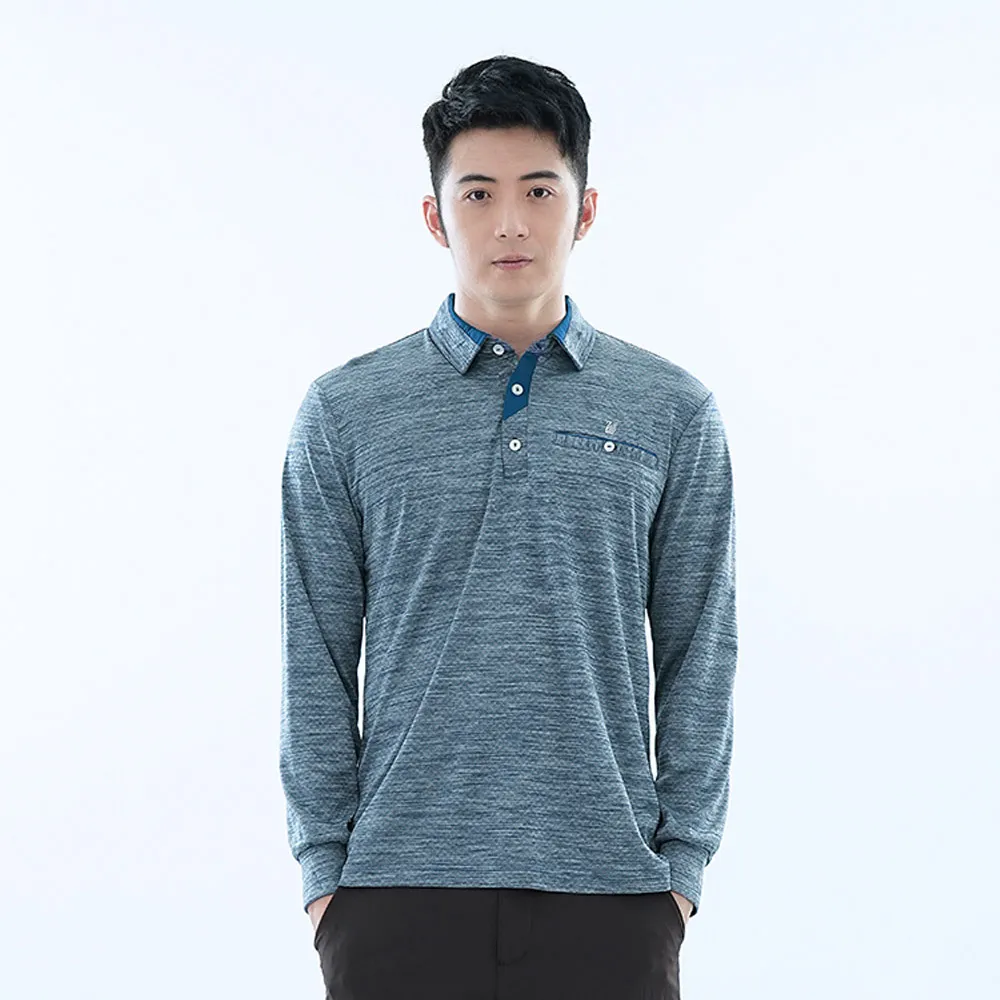 遊遍天下 男款抗UV防曬速乾吸濕排汗機能長袖POLO衫GL1037 灰藍 歷史價格詳細信息