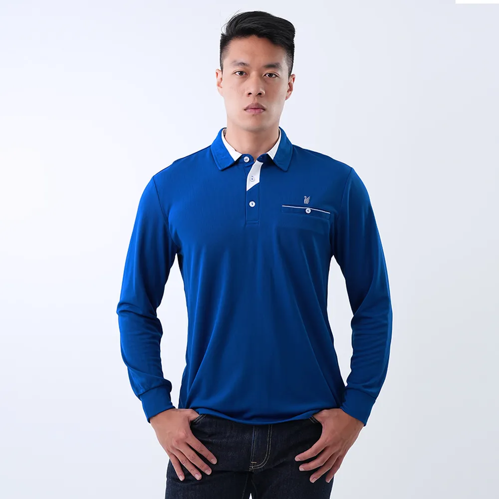 遊遍天下 男款抗UV防曬速乾吸濕排汗機能長袖POLO衫GL1037 灰藍 歷史價格詳細信息