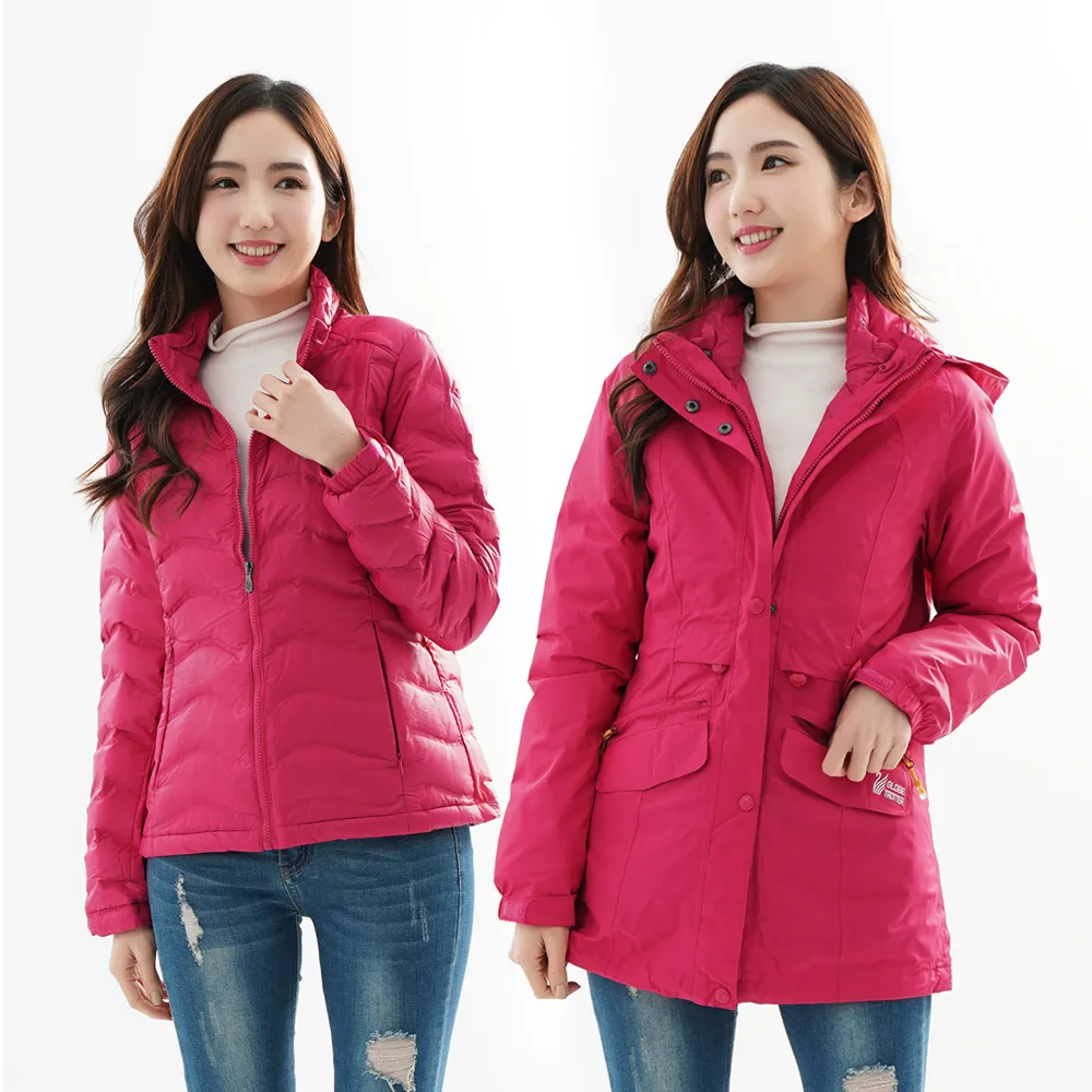 遊遍天下  二件式女款GlobeTex防水透濕外套+防潑保暖90%羽絨背心GJ25007綠色 歷史價格詳細信息