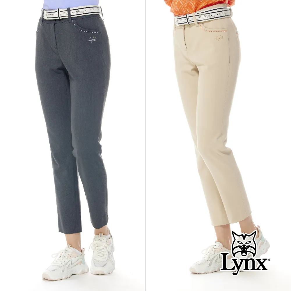 【Lynx Golf】女款彈性舒適造型口袋交叉縫線剪裁設計窄管九分褲(三色) 歷史價格詳細信息