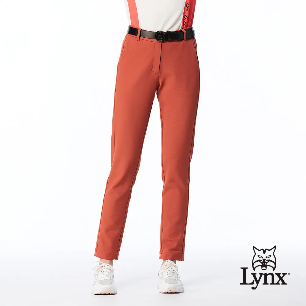 【Lynx Golf】女款彈性舒適素面款腰圍品牌織帶造型褲口開杈設計直筒五分褲(二色) 歷史價格詳細信息