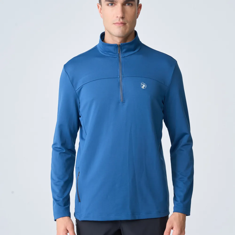 【WILDLAND荒野】男彈性斜紋拉鍊保暖機能衣普魯士藍色 歷史價格詳細信息