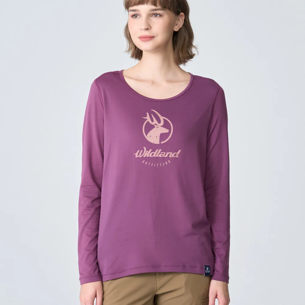 【WILDLAND荒野】女輕能量纖維大圓領印花保暖衣灰藍色 歷史價格詳細信息