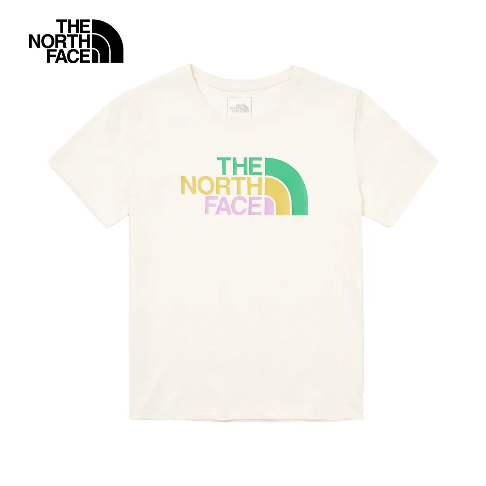 【The North Face】女 純棉品牌LOGO短袖T恤/純棉材質.圓領設計/休閒衫.運動上衣/ 88G8-QLI 米白色 歷史價格詳細信息