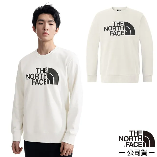 【The North Face】男 吸濕透氣純棉長袖圓領T恤.休閒套頭衫.運動上衣/大尺寸品牌標識/8AT8-FN4 白 歷史價格詳細信息