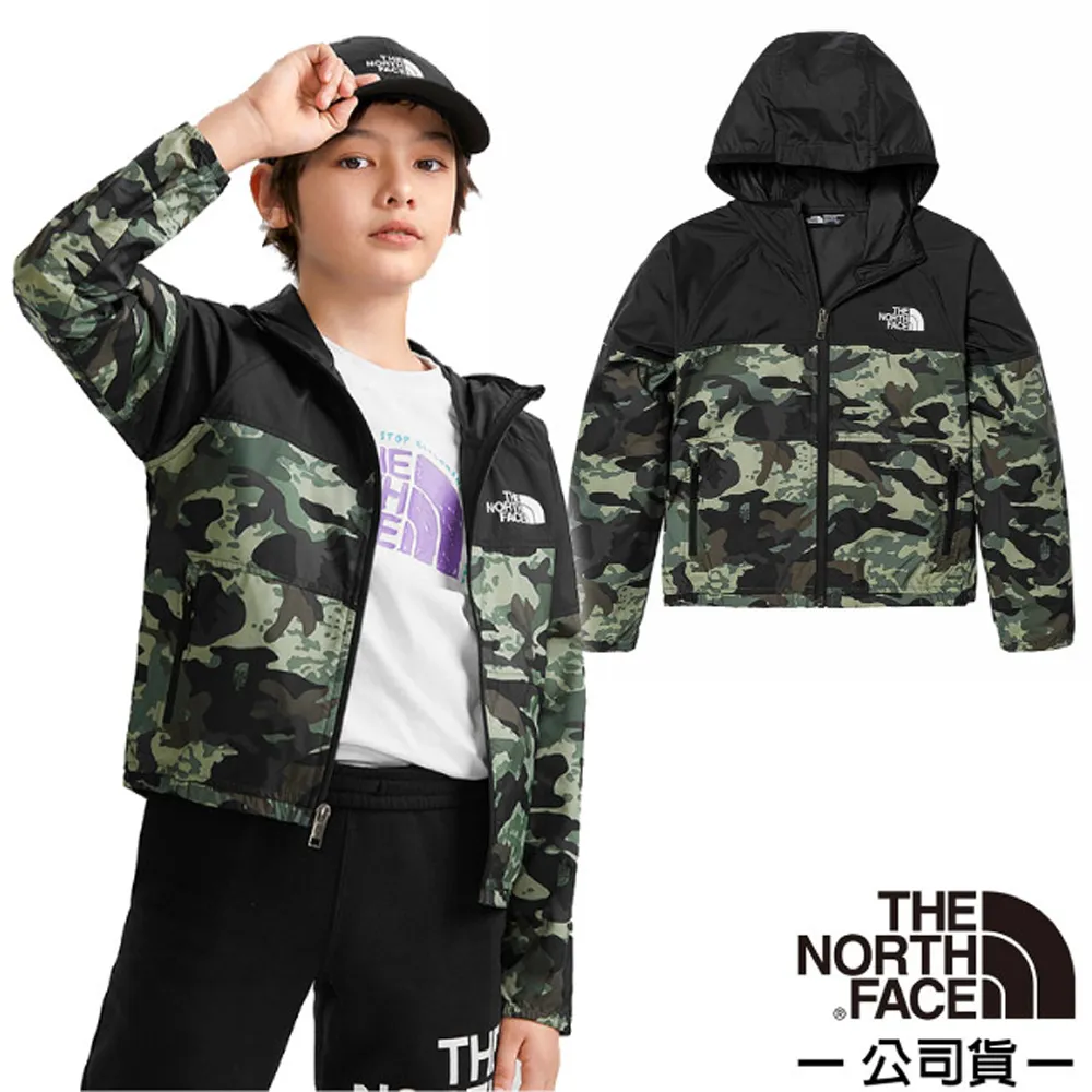 【The North Face 童 連帽風衣《黑/迷彩》】7WPW/連帽衝鋒衣/兒童外套 歷史價格詳細信息