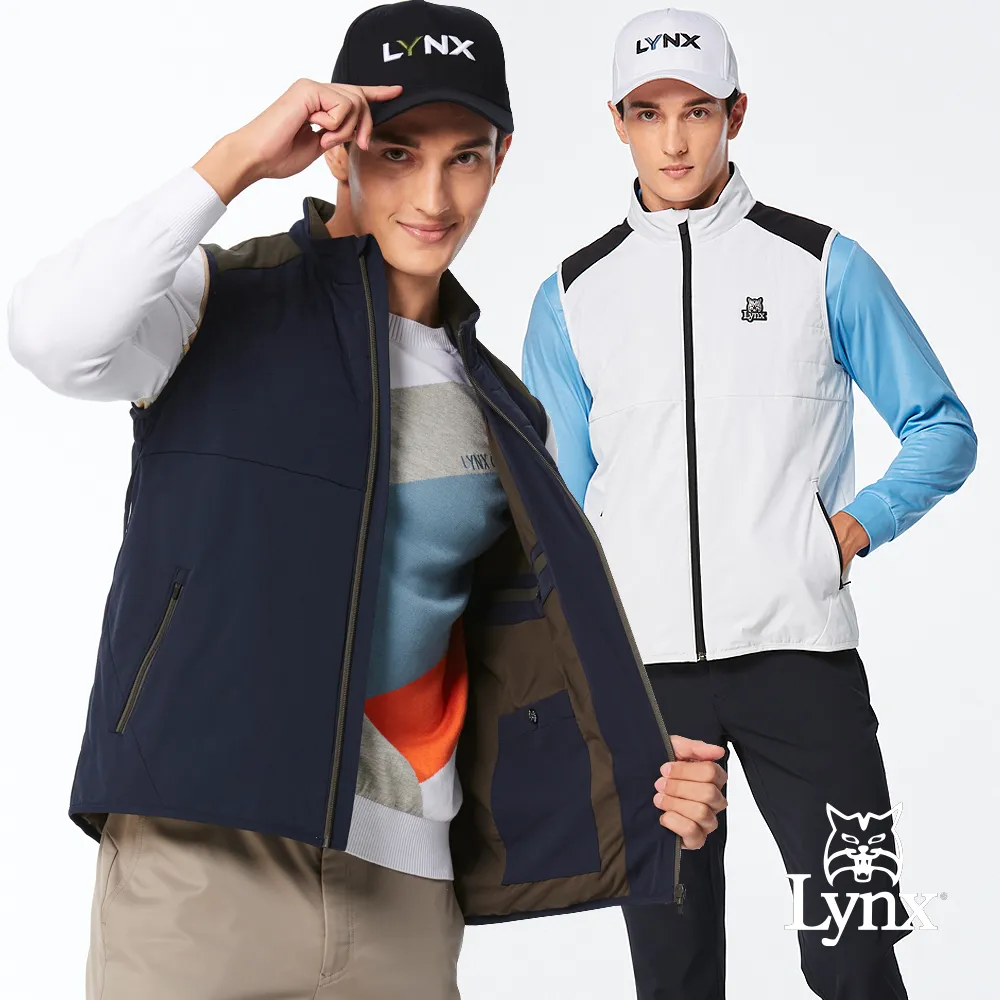 【Lynx Golf】男款保暖防風防潑水鋪棉夜光織帶造型壓線拉鍊口袋無袖背心(二色) 歷史價格詳細信息