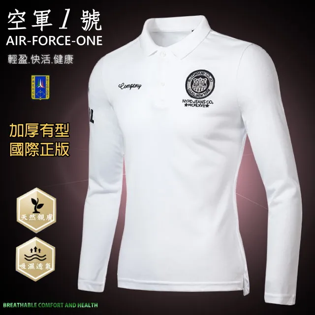 [空軍一號]飛行俱樂部紀念刺繡中磅天然棉男彈性合身短袖POLO衫AF-229/黑色/超高CP-叫我NO.1 歷史價格詳細信息