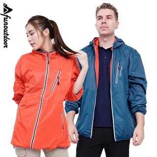 【 戶外趣 】情侶款超輕彈跳色拼接柔軟舒適雙穿連帽防曬外套 ( D1703 三色選) 歷史價格詳細信息