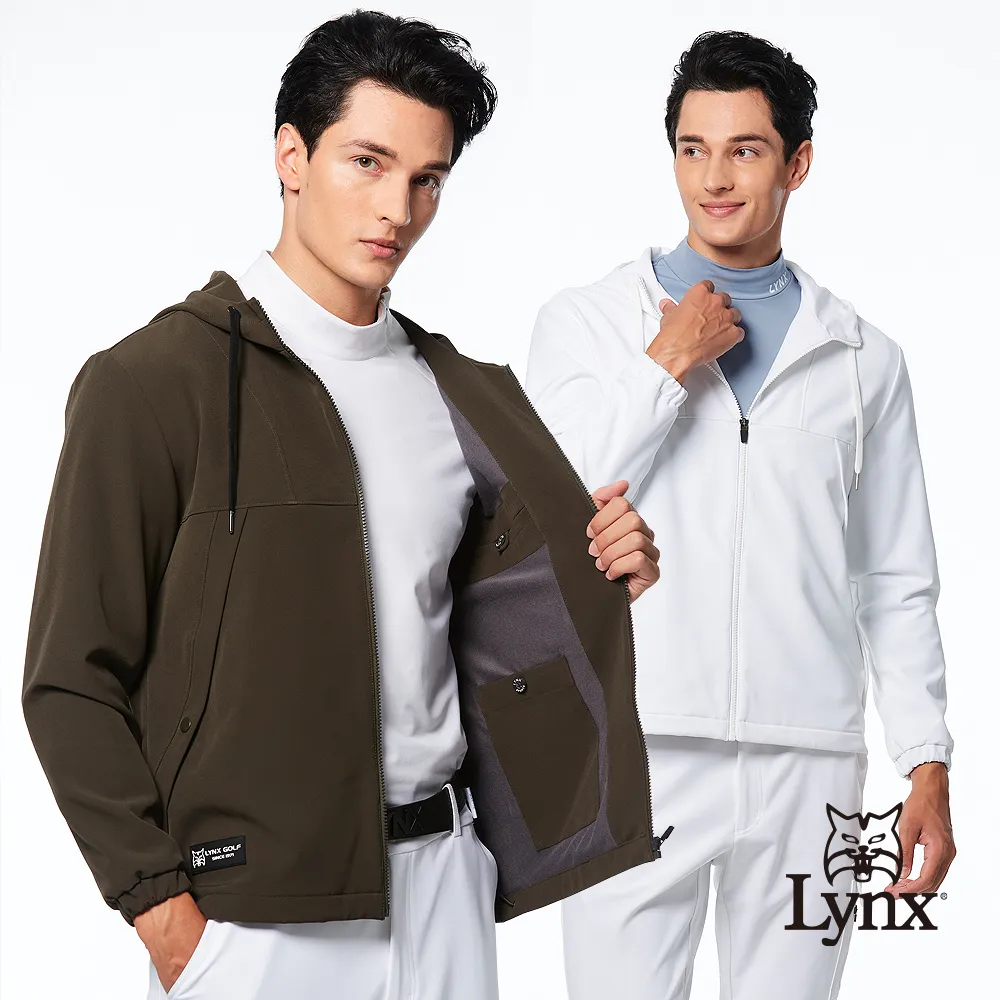 【Lynx Golf】男款防潑水內刷毛Lynx立體凸印長袖外套-牙白色 歷史價格詳細信息