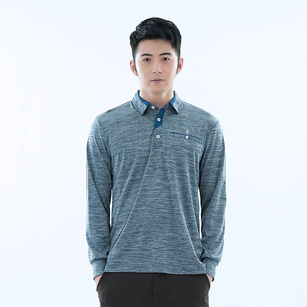 遊遍天下 男款抗UV防曬速乾吸濕排汗機能長袖POLO衫GL1037 灰藍 歷史價格詳細信息