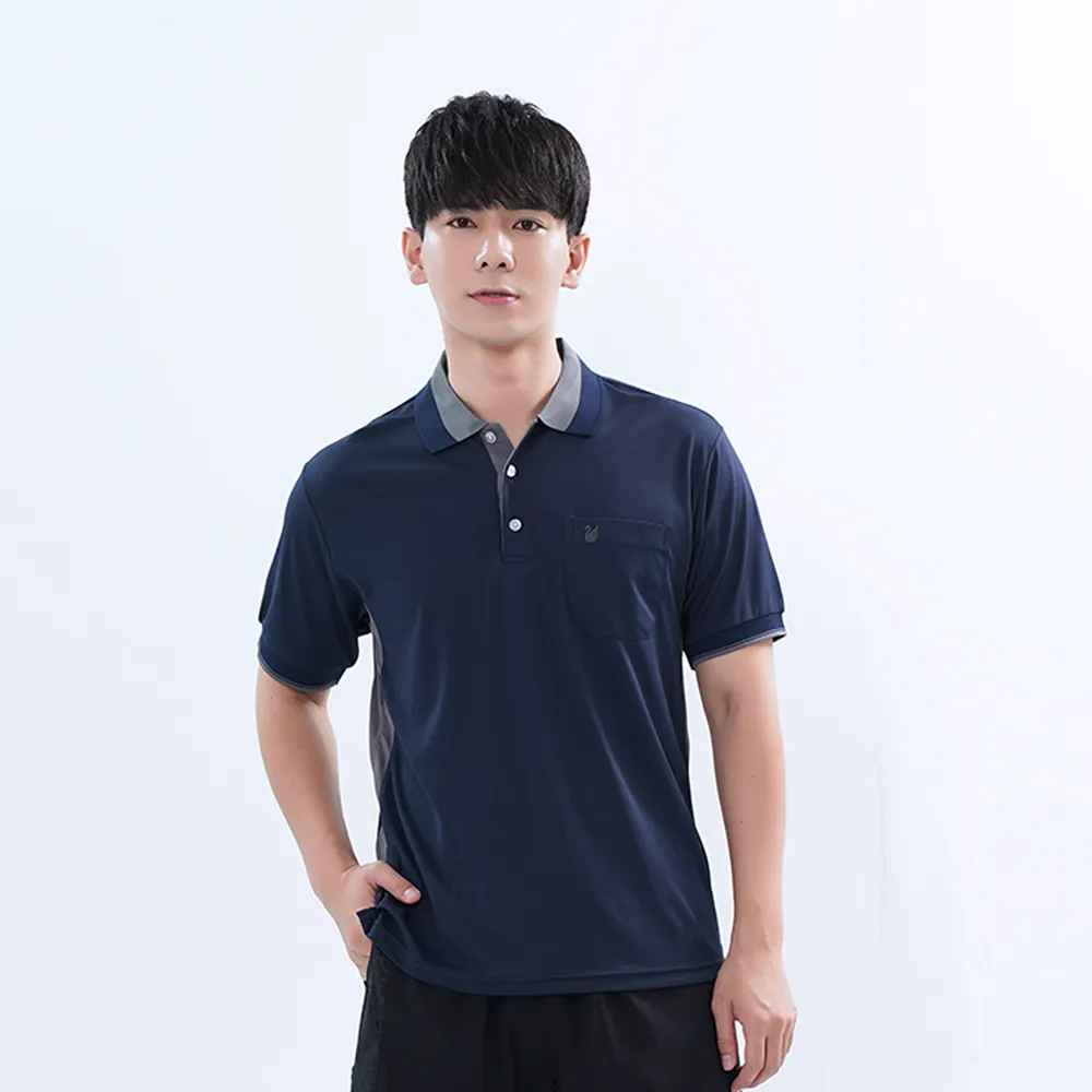 男款排汗POLO衫  CoolMax 吸濕快乾 機能涼感 舒適運動 丈青色 歷史價格詳細信息