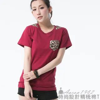 Aaron1982外國設計款(紅)豹紋拼接元素 設計T 歷史價格詳細信息