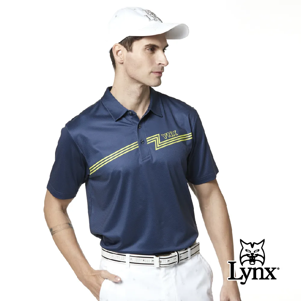 【Lynx Golf】男款吸汗速乾反光Logo設計短袖POLO衫(二色) 歷史價格詳細信息