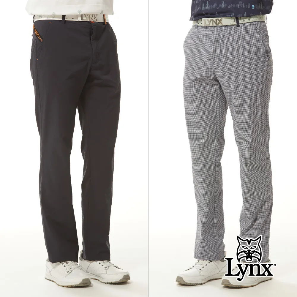 【Lynx Golf】男款吸排彈性透氣織帶造型立體凸印設計平口休閒長褲(二色) 歷史價格詳細信息