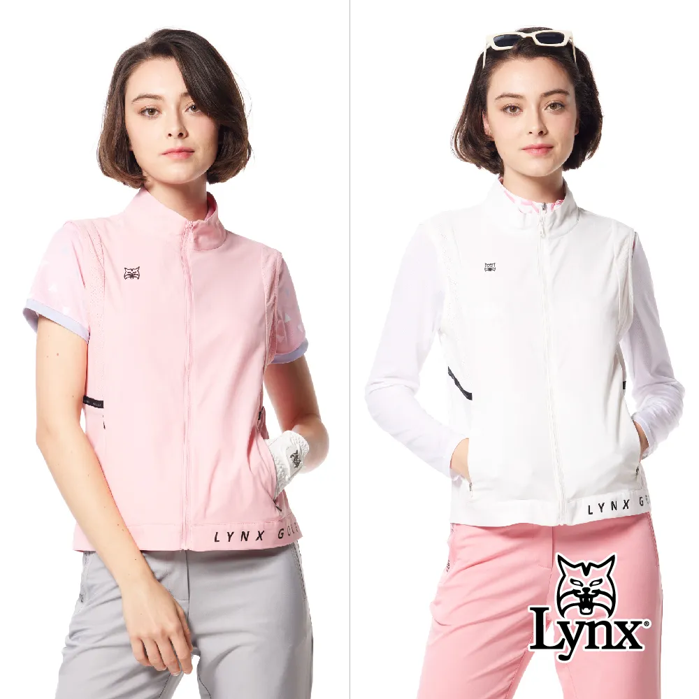 【Lynx Golf】女款吸溼排汗機能織帶剪接設計後背山貓沖孔配布造型無袖背心(二色) 價格比較,價格查詢,歷史價格詳細信息