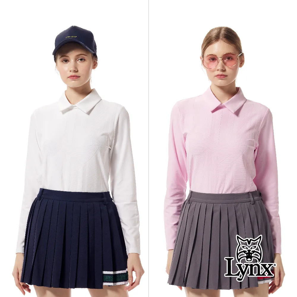 【Lynx Golf】女款合身版吸排抗UV翻領設計半身星芒印花長袖POLO衫/高爾夫球衫(二色) 歷史價格詳細信息