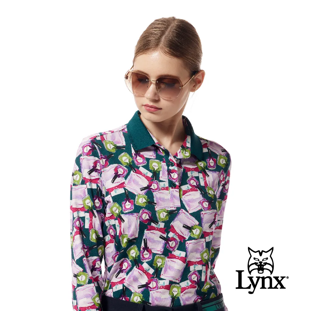 【Lynx Golf】女款進口布料領緣滾邊設計紫色花布立領長袖POLO衫/高爾夫球衫(紫色) 歷史價格詳細信息