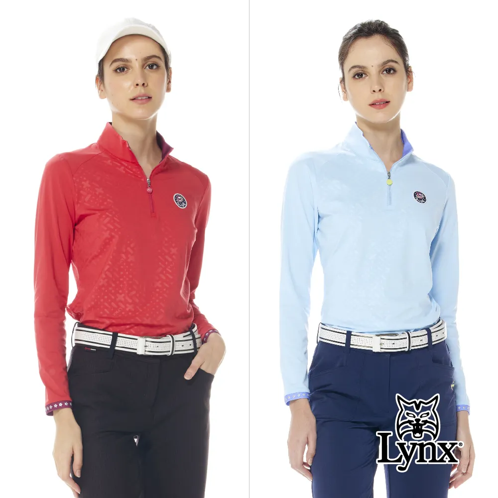 【Lynx Golf】女款遠紅外線保暖內刷毛彩色植絨LOGO長袖立領POLO衫(二色) 歷史價格詳細信息