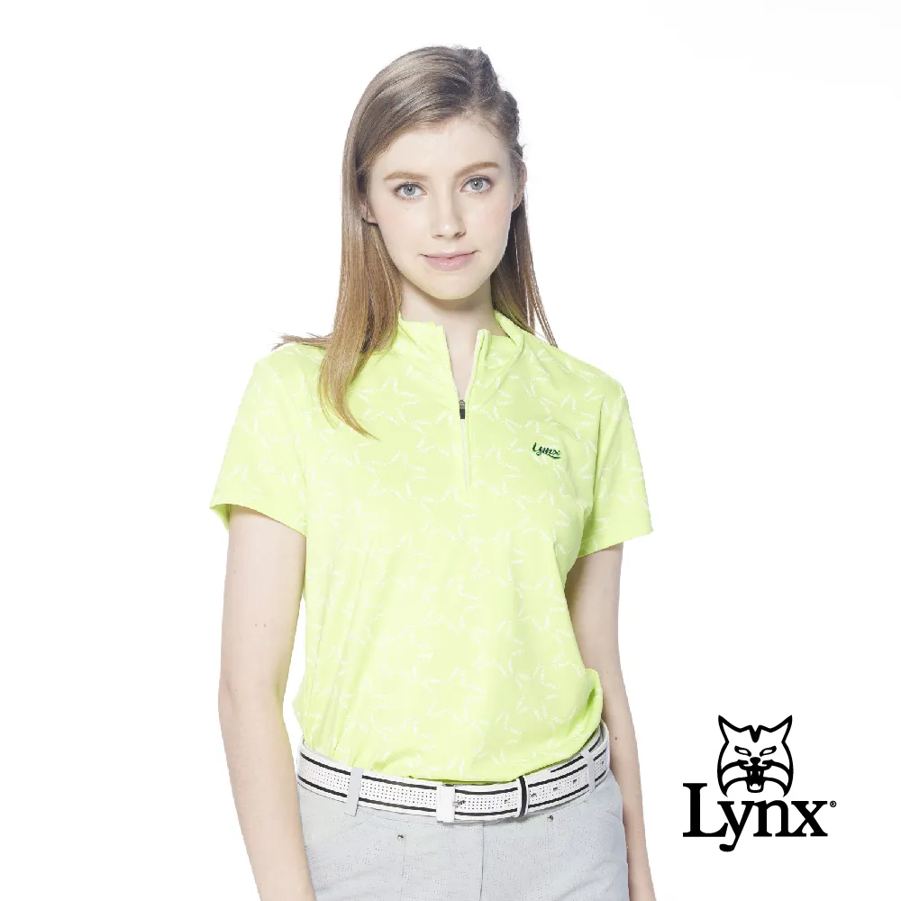 【Lynx Golf】女款吸溼排汗機能織帶剪接設計後背山貓沖孔配布造型無袖背心(二色) 歷史價格詳細信息