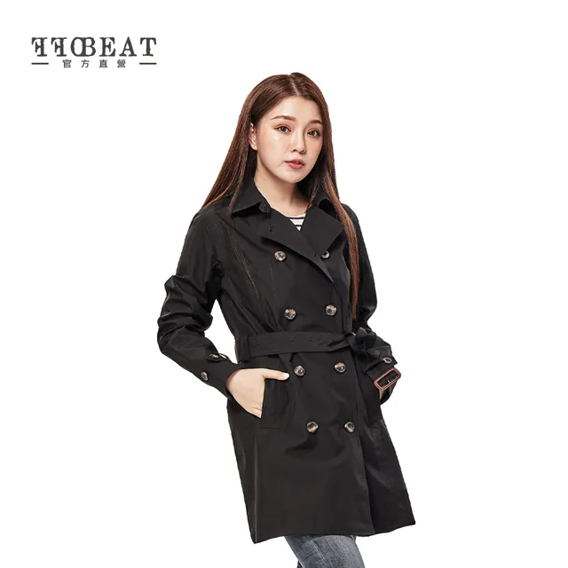 OFFBEAT 女款經典雙排釦防水透氣風衣-奶茶白 歷史價格詳細信息