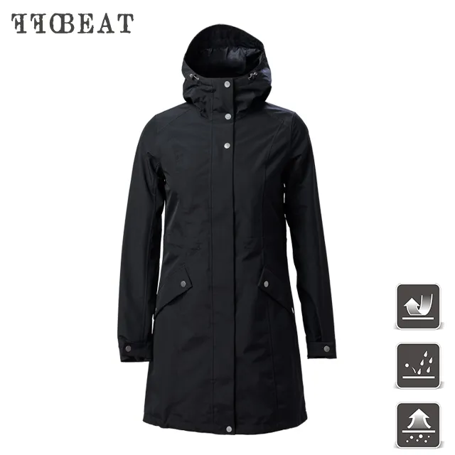 OFFBEAT 女款 連帽俐落長版防水外套 長板風雨衣/時尚機能-靛藍 歷史價格詳細信息