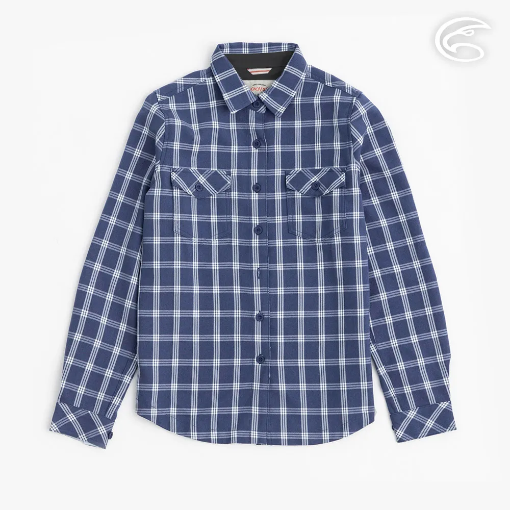 ADISI 女透氣快乾休閒格紋長袖襯衫AL2321076 (S-2XL) 牛仔藍｜保暖 吸濕 快乾 透氣 棉感 歷史價格詳細信息