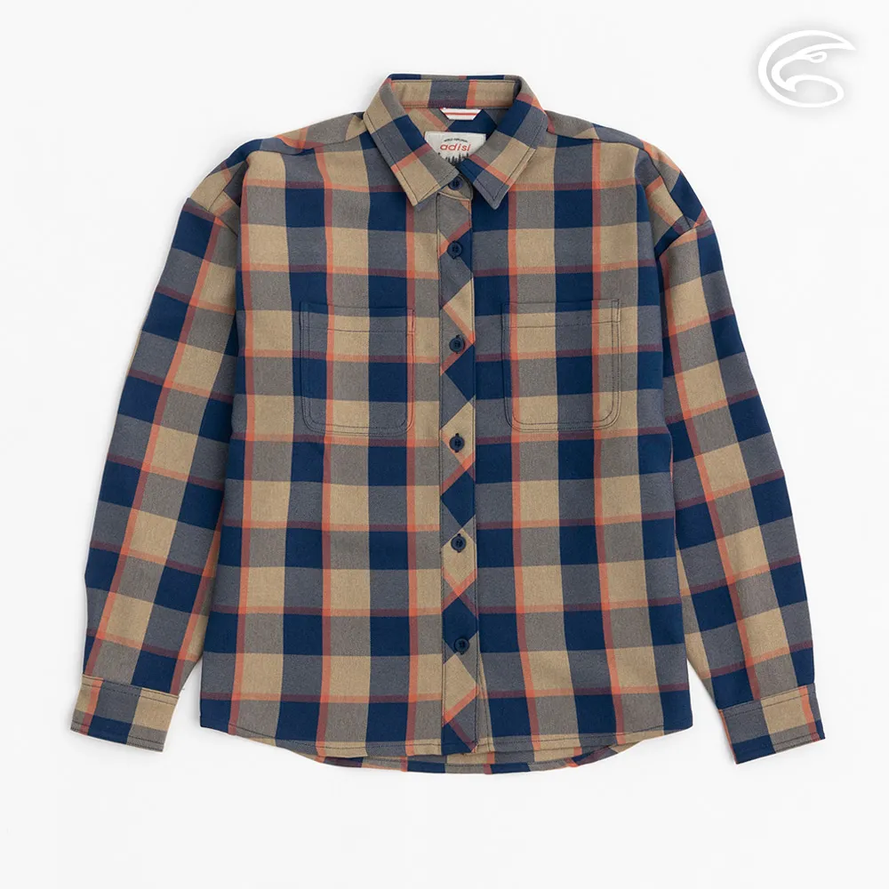 ADISI 女透氣快乾寬版格紋長袖襯衫AL2321078 (M-XL) 牛仔藍｜保暖 吸濕 快乾 透氣 棉感 歷史價格詳細信息