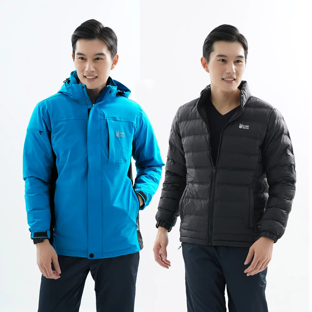 遊遍天下  中性款二件式GlobeTex防水透濕鋁點外套+無車縫羽絨外套GJ25011黑色 歷史價格詳細信息