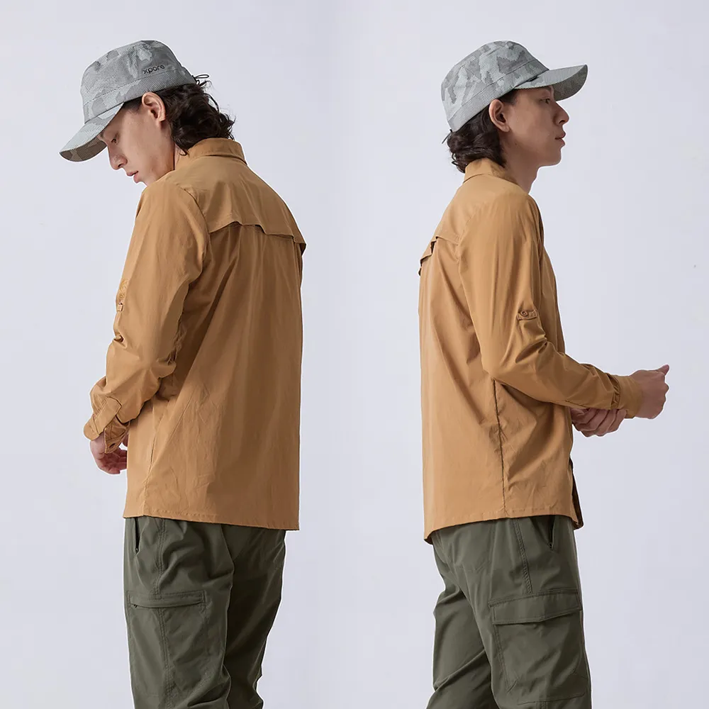 ADISI 男透氣快乾休閒格紋長袖襯衫AL2321075 / 深藍.卡其 歷史價格詳細信息