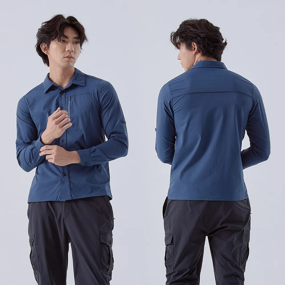 ADISI 男透氣快乾休閒格紋長袖襯衫AL2321075 / 深藍.卡其 歷史價格詳細信息