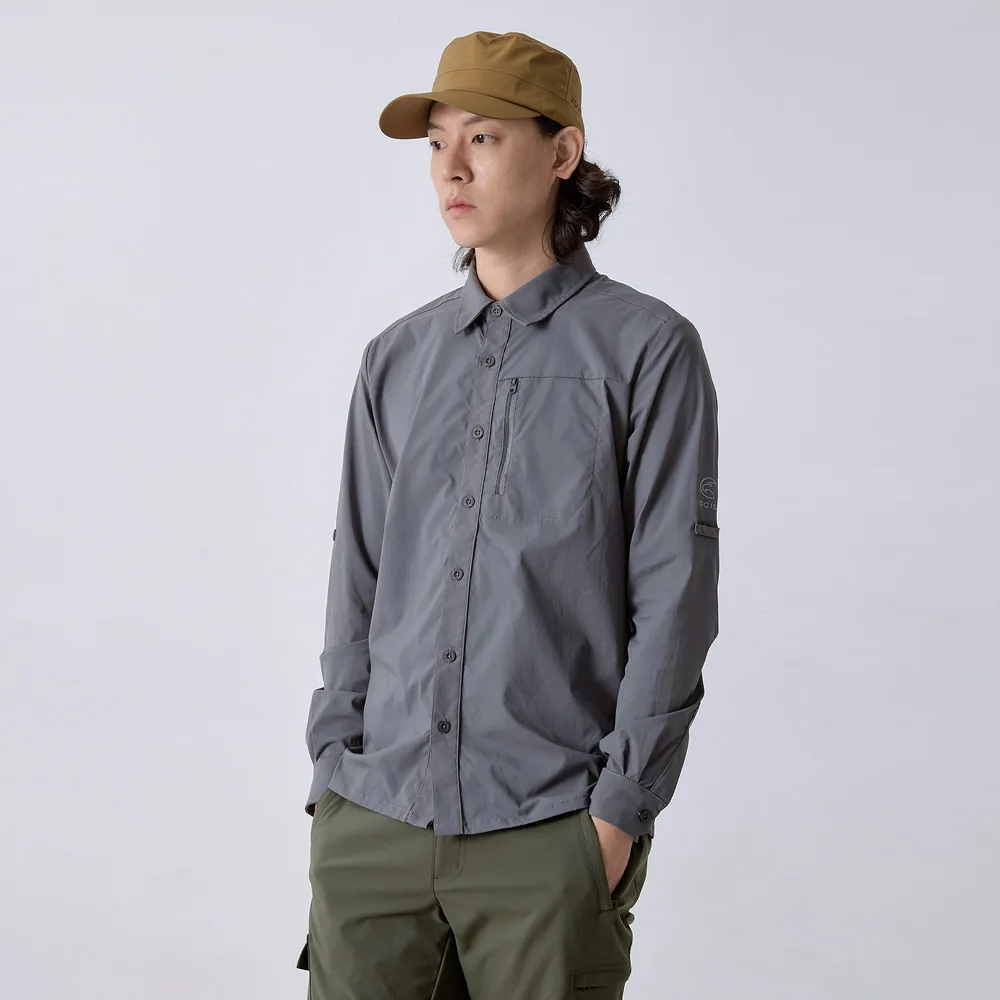 ADISI 男透氣快乾休閒格紋長袖襯衫AL2321075 / 深藍.卡其 歷史價格詳細信息