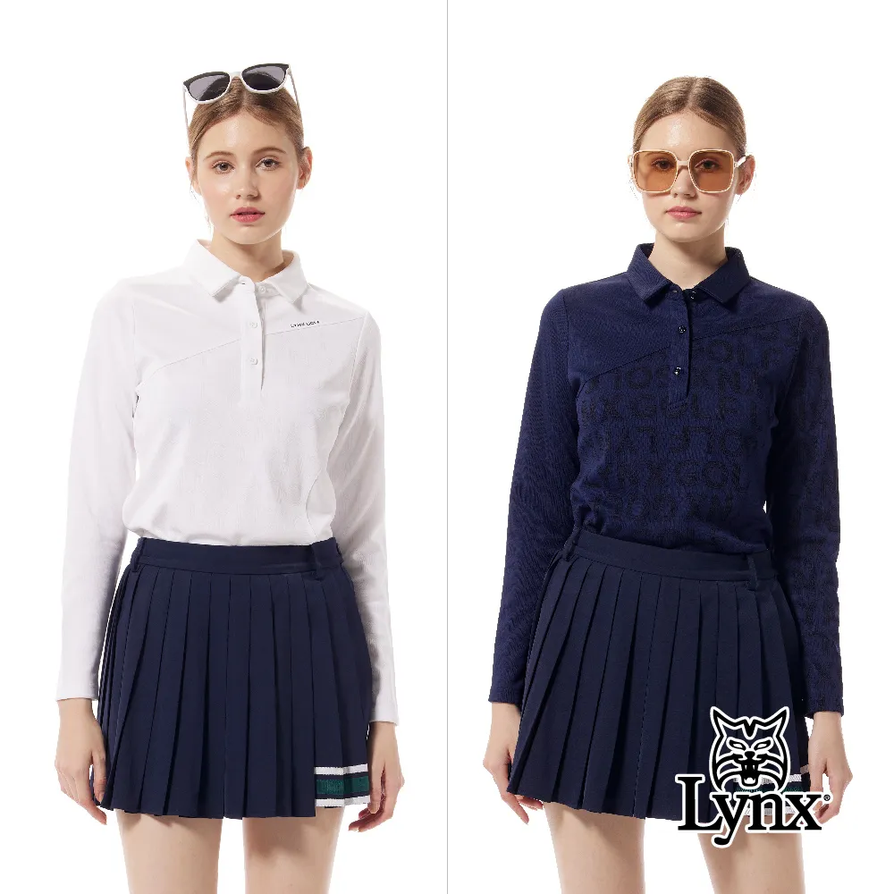 【Lynx Golf】女款合身版吸溼排汗緹花布料剪接造型長袖立領POLO衫/高爾夫球衫(三色) 歷史價格詳細信息