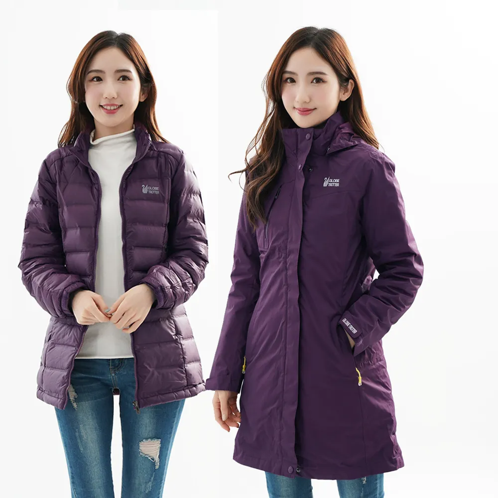 遊遍天下  二件式女款GlobeTex防水透濕外套+防潑保暖90%羽絨背心GJ25007綠色 歷史價格詳細信息