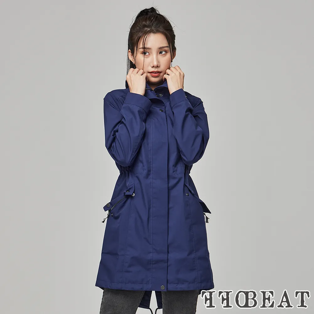 OFFBEAT 女款 連帽俐落長版防水外套 長板風雨衣/時尚機能-靛藍 價格比較,價格查詢,歷史價格詳細信息