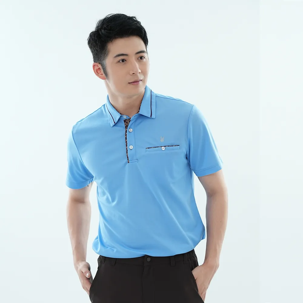 遊遍天下 男款格紋領抗UV吸濕排汗速乾短袖POLO衫GS1011藍色 歷史價格詳細信息