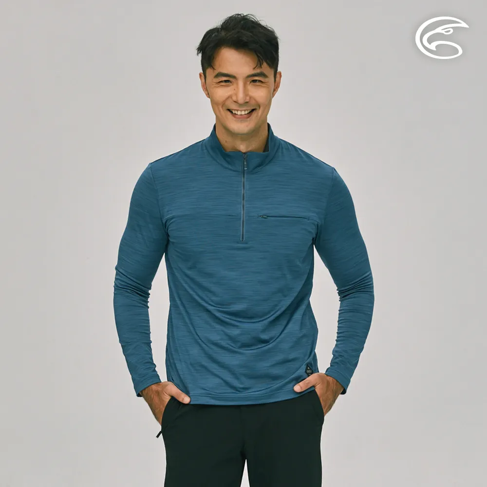 ADISI AL2221047男半門襟雲彩紗透氣快乾保暖上衣 / 深灰藍 歷史價格詳細信息