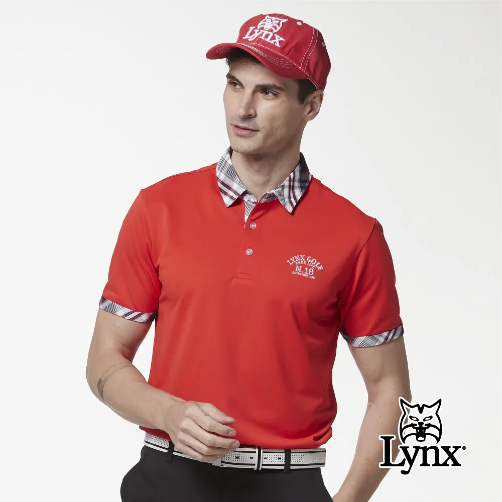 【Lynx Golf】男款吸濕排汗厚款極簡風線條印花長袖立領POLO衫(二色) 歷史價格詳細信息