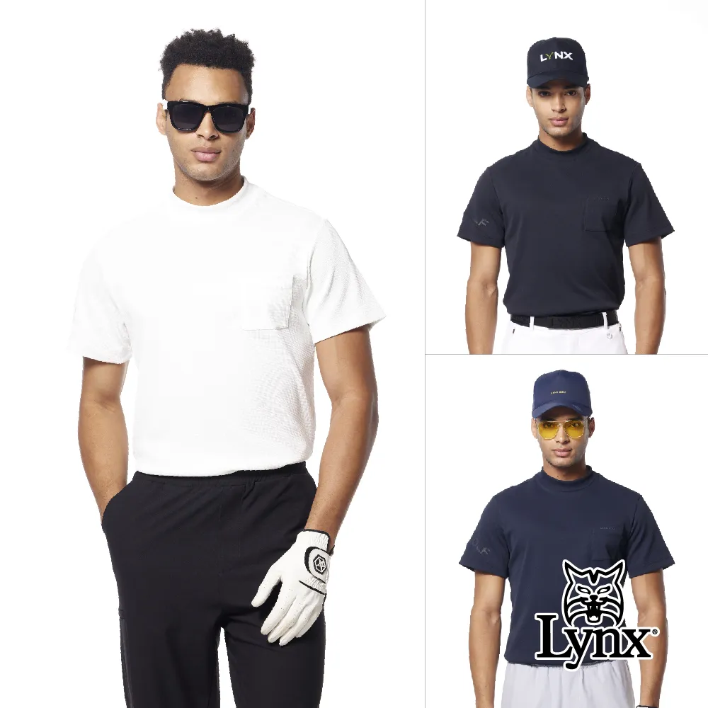 【Lynx Golf】男款吸汗速乾合身版水波紋袖口造型設計短袖立領POLO衫/高爾夫球衫(二色) 歷史價格詳細信息