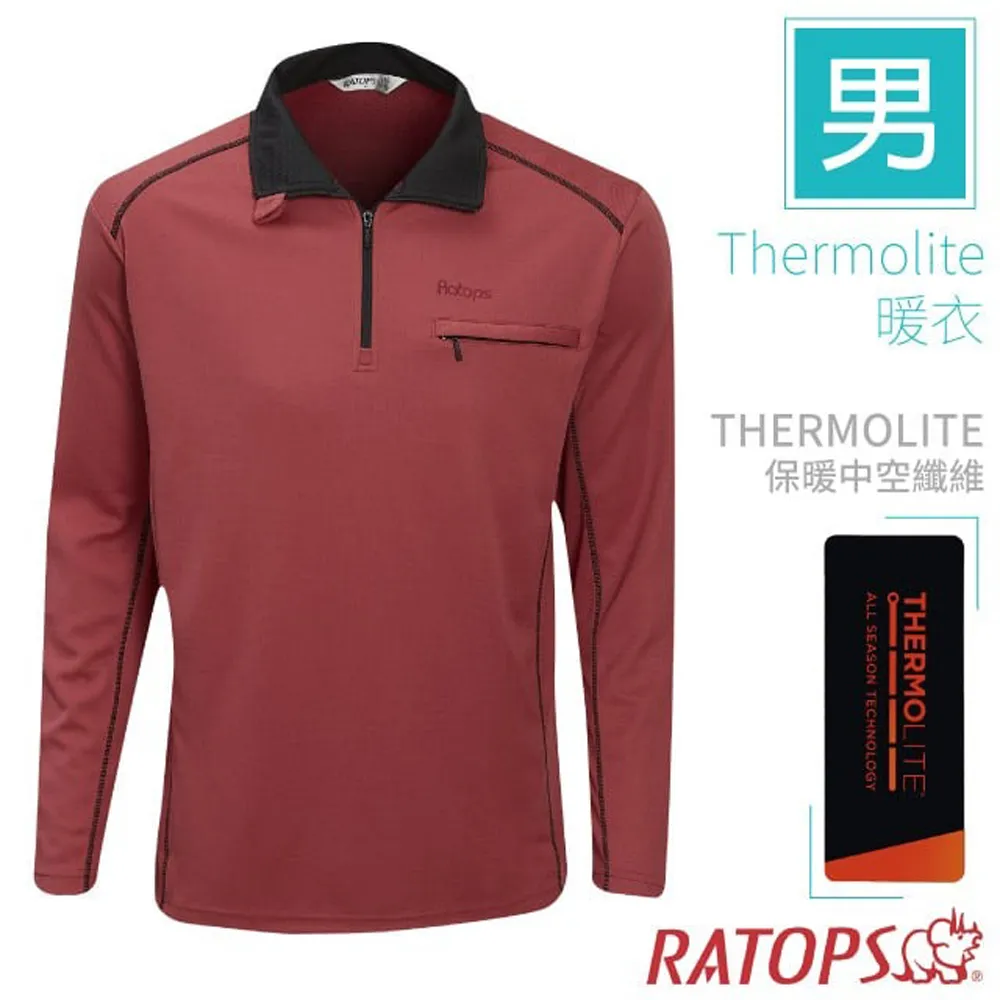 【瑞多仕 RATOPS】男 Thermolite 機能型長袖保暖衣(翻領袖配).半開襟立領衫/DB6104 陶瓷綠/暗黑 歷史價格詳細信息