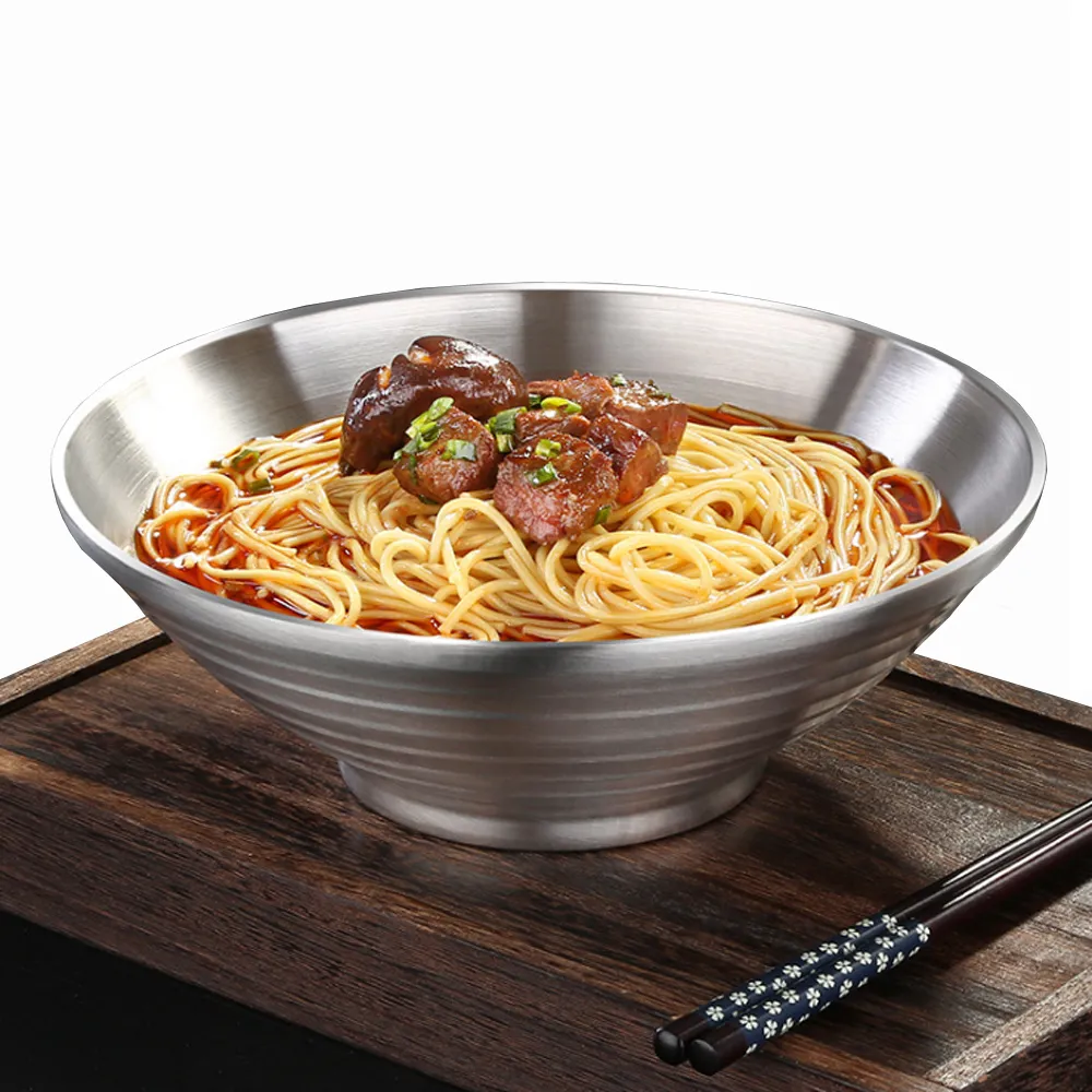 【PUSH!】餐具用品304不鏽鋼飯碗湯碗泡面碗防燙拉麵碗小號碗(24CM E128-1+筷子+湯勺組合) 歷史價格詳細信息
