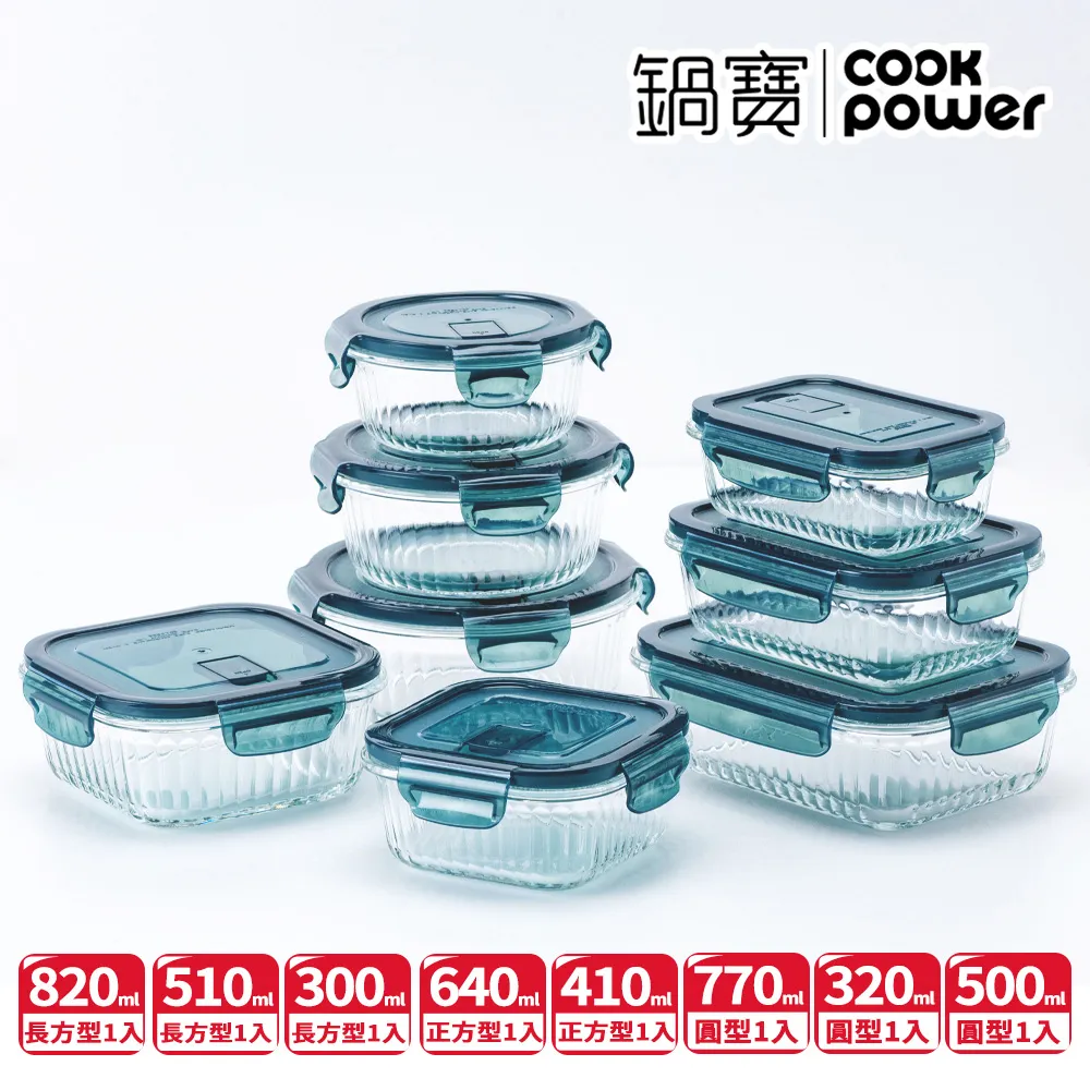 【CookPower 鍋寶】耐熱玻璃豎條紋防滑保鮮盒輕量3件組 歷史價格詳細信息