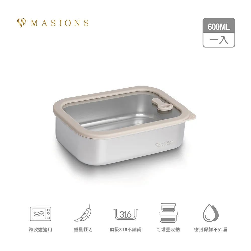 【MASIONS 美心】PREMIUM皇家316可微波不鏽鋼保鮮盒6件組1.8L+1.2L+1Lx2+0.6Lx2 歷史價格詳細信息