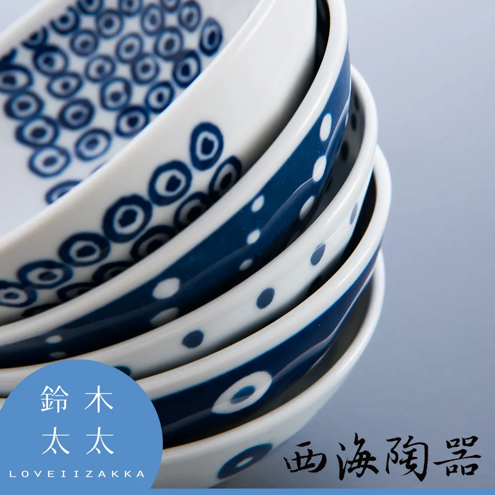 西海輕量波佐見燒藍丸紋湯麵碗 共3件 W112084 歷史價格詳細信息