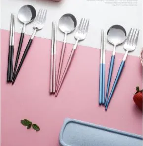 歐風304不鏽鋼餐具組筷子湯匙叉子環保餐具組附收納盒3件式 44-60007【小品館】 歷史價格詳細信息