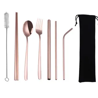 PUSH!餐具用品不銹鋼彩色金屬吸管組收納袋環保珍珠奶茶吸管組(1入組)E134藍色 歷史價格詳細信息