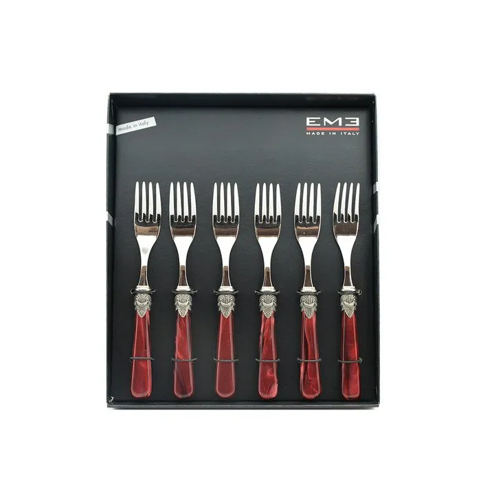 義大利EME經典拿破崙系列（寶石藍色）6入點心叉組18cm附原裝彩盒 歷史價格詳細信息